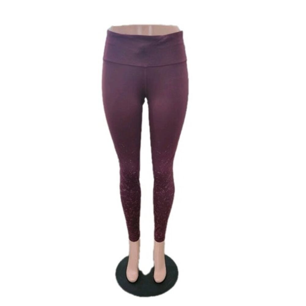 Lululemon Speed Wunder Mid-Rise Tight‎ 28" Speckle Shine Women's 12 Garnet Red